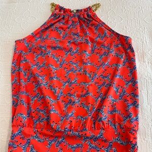 Lilly Pulitzer Vibrant Coral Zebra Print Halter Top